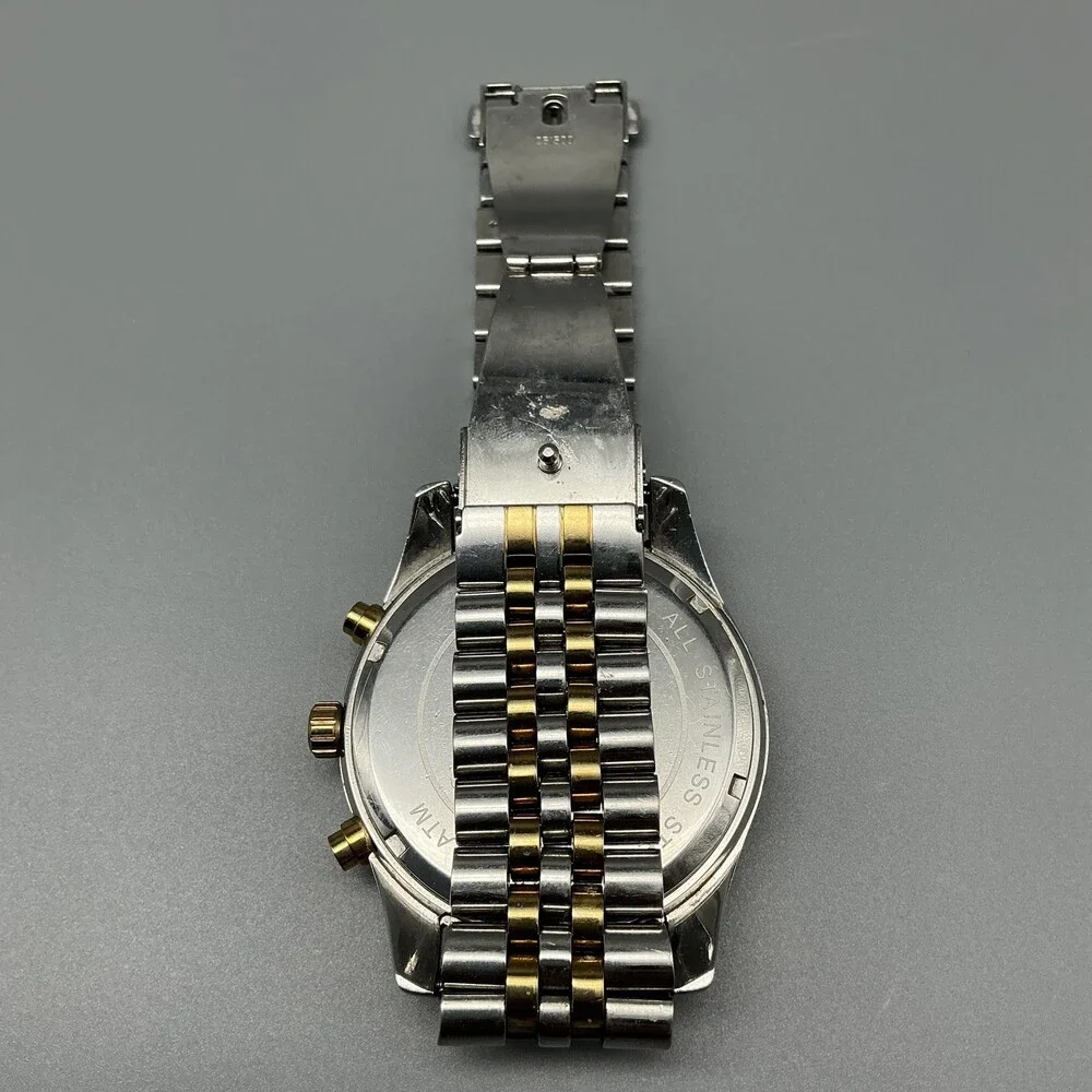 Michael Kors Lexington Women Watch 45mm Two Tone Chrono MK-8344 New Battery 6.5